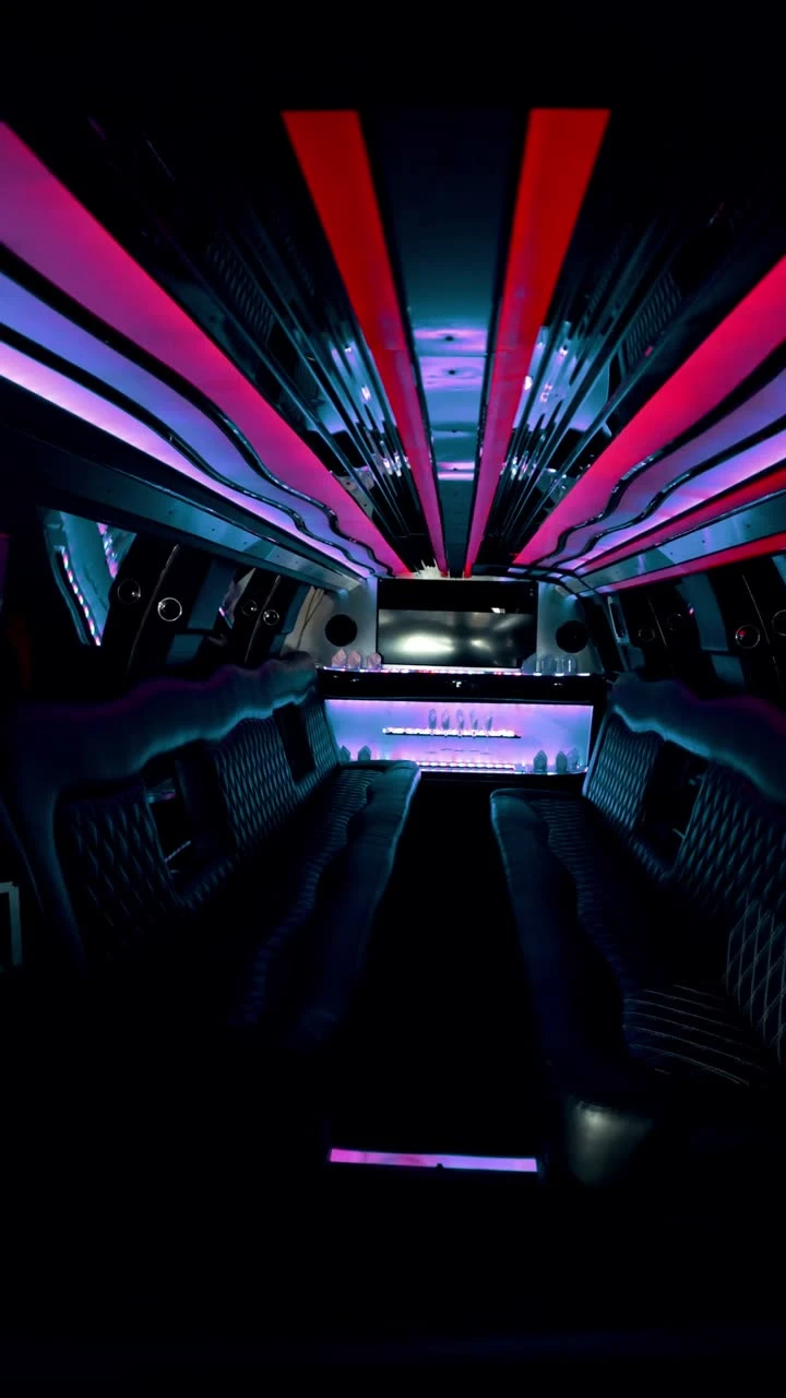 Leather lounge seating with ambient lighting